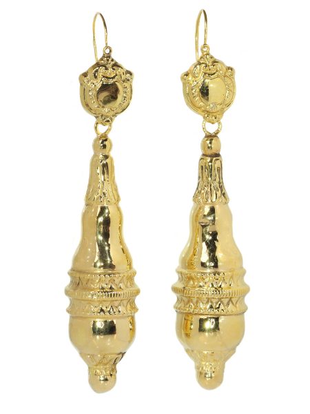 Antique Victorian 18ct Gold Pendant Drop Earrings