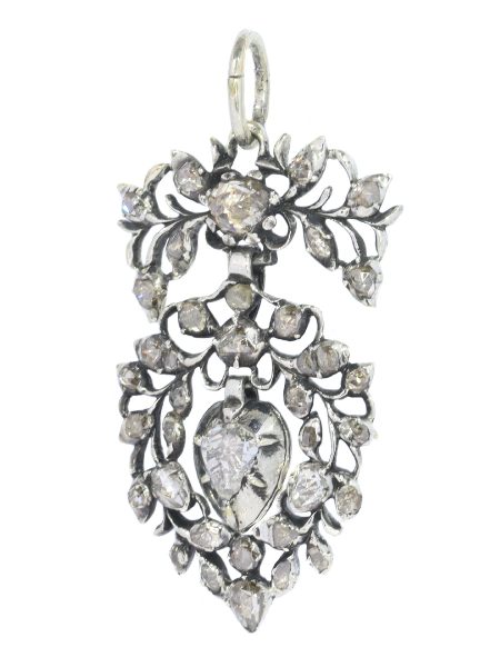 Antique Flemish Rose Cut Diamond Heart Pendant Circa 1700