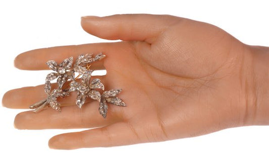 Antique Diamond En Tremblant Flower Branch Brooch