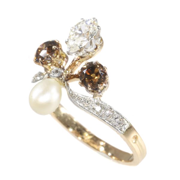 Antique Belle Epoque Fleur-De-Lis Diamond Ring