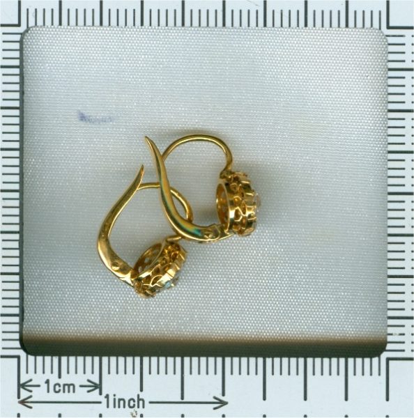 Antique Victorian Old Mine Cut Diamond Cluster Drop Earrings