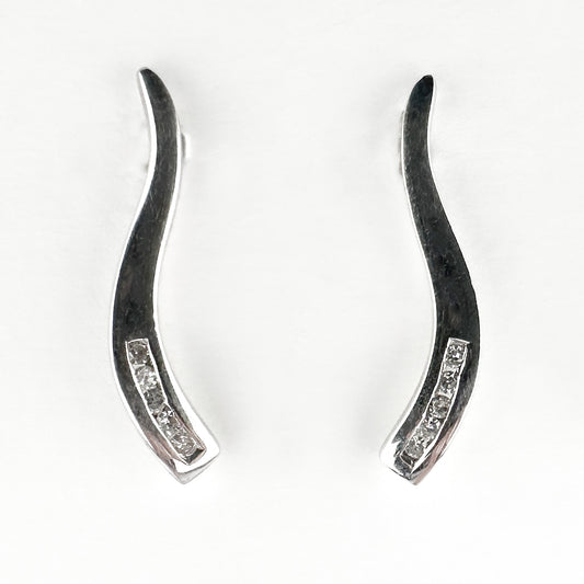 White Gold & Diamond Wave Earrings