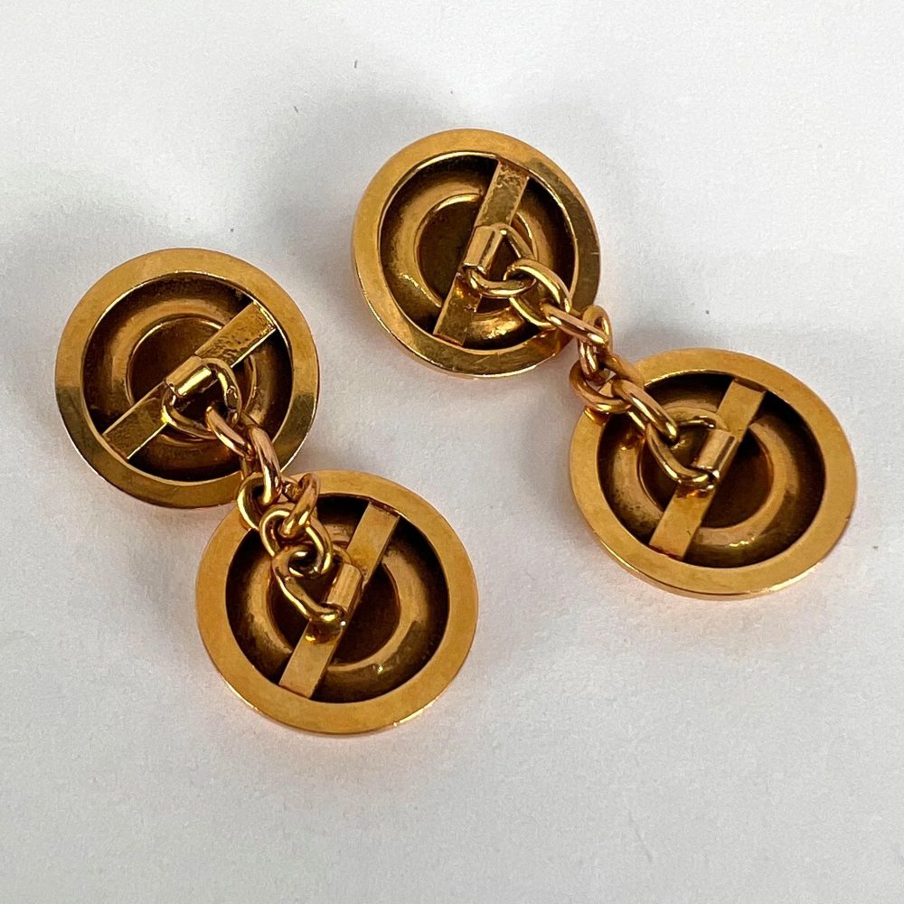 French 18ct Yellow Gold Disc Cufflinks