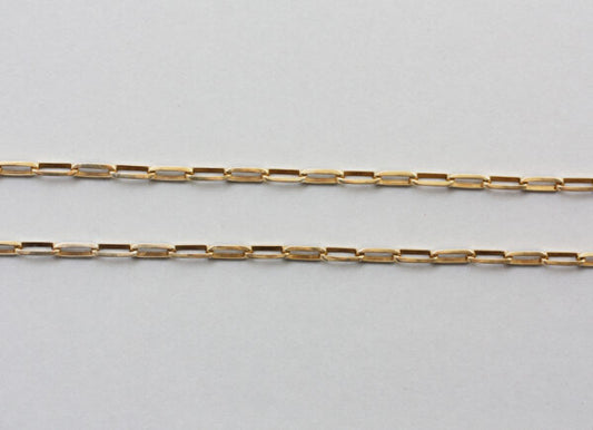 French 18ct Yellow Gold Fancy Link Paperclip Chain Necklace