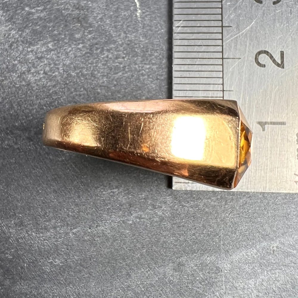 French Retro 6.05ct Citrine and Gold Tank Ring