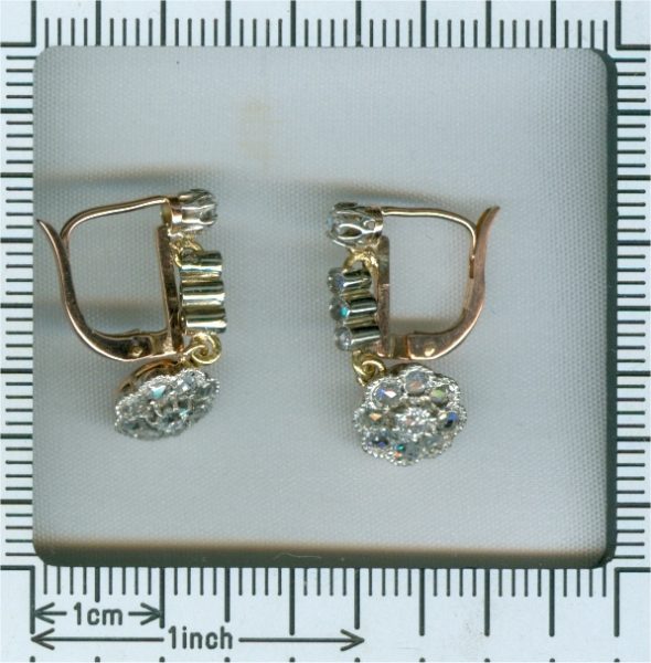 Antique Art Deco Diamond Cluster Drop Earrings