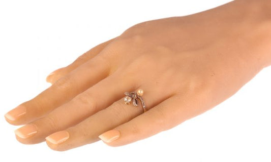Antique Victorian Diamond and Pearl Bow Ring