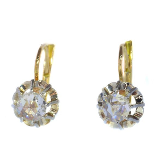 Vintage 1950s Rose Cut Diamond Drop Earrings, 0.60 carats