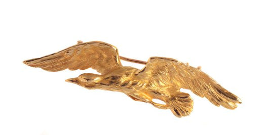 Late Victorian 18ct Yellow Gold Flying Eagle Brooch, Circa 1890