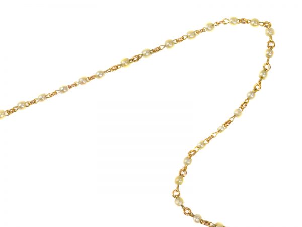 Antique French 18ct Gold Fine Necklace with Natural Seed Pearls, 19th century Circa 1870