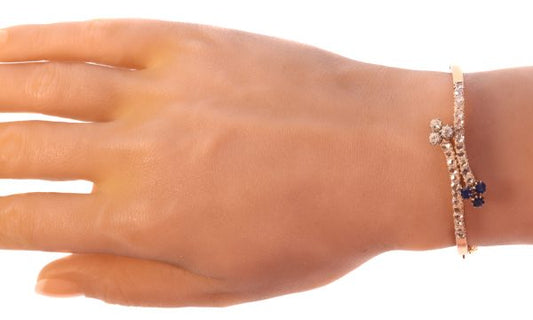 Antique Victorian Sapphire and Diamond Crossover Bangle Bracelet