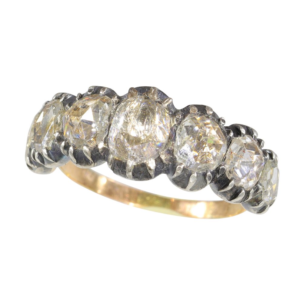 Georgian Diamond Ring In 18 Carat Rose Gold And Silver