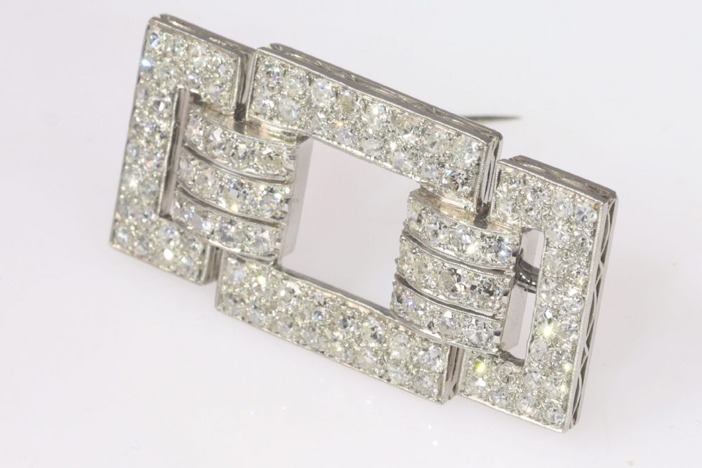 Art Deco Platinum and Diamond Brooch, 4 carats