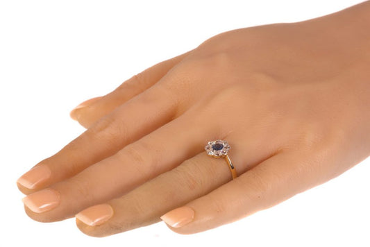 Art Deco Sapphire and Diamond Cluster Ring