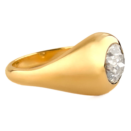 Edwardian Antique 1.32ct Single Stone Diamond Solitaire Gypsy Ring