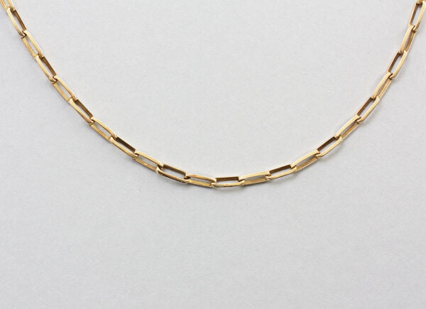 French 18ct Yellow Gold Fancy Link Paperclip Chain Necklace