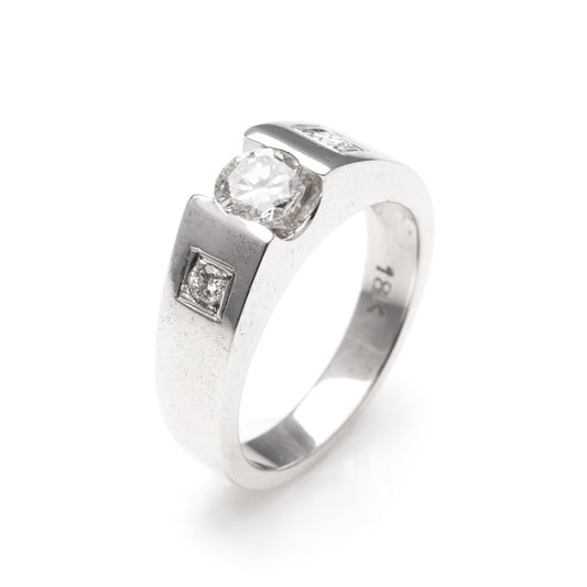 Vintage Three Stone Diamond Ring with Chunky 18ct White Gold Shank Setting, Circa 1980s