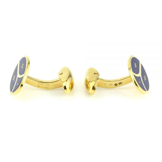 Faberge Limited Edition 18ct Gold Blue Enamel Cufflinks, Box Certificate