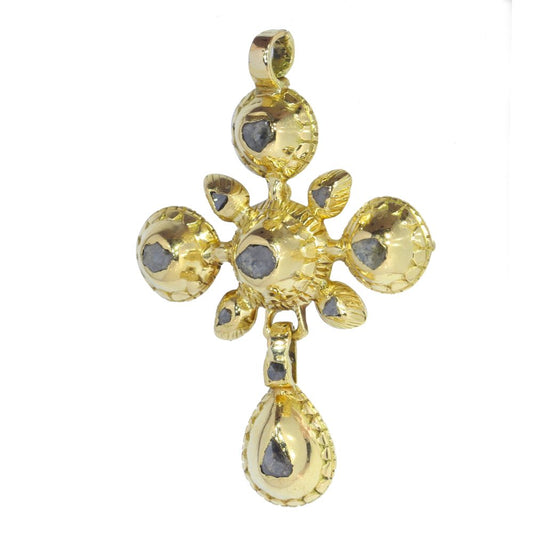 Antique Georgian Rose Cut Diamond Cross Pendant, Circa 1800