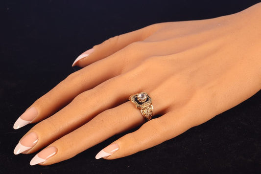Antique Early Victorian Diamond Ring with Black Enamel