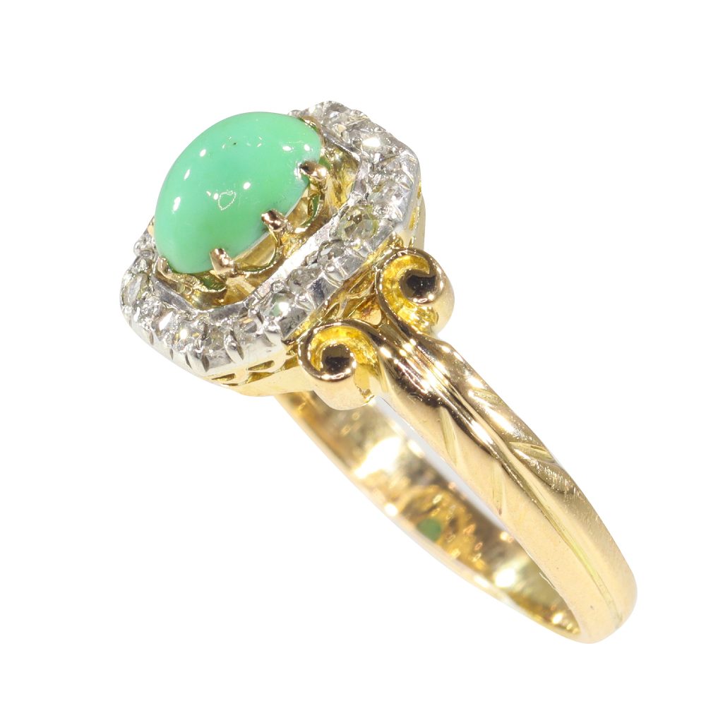 Victorian Antique Turquoise and Diamond Ring