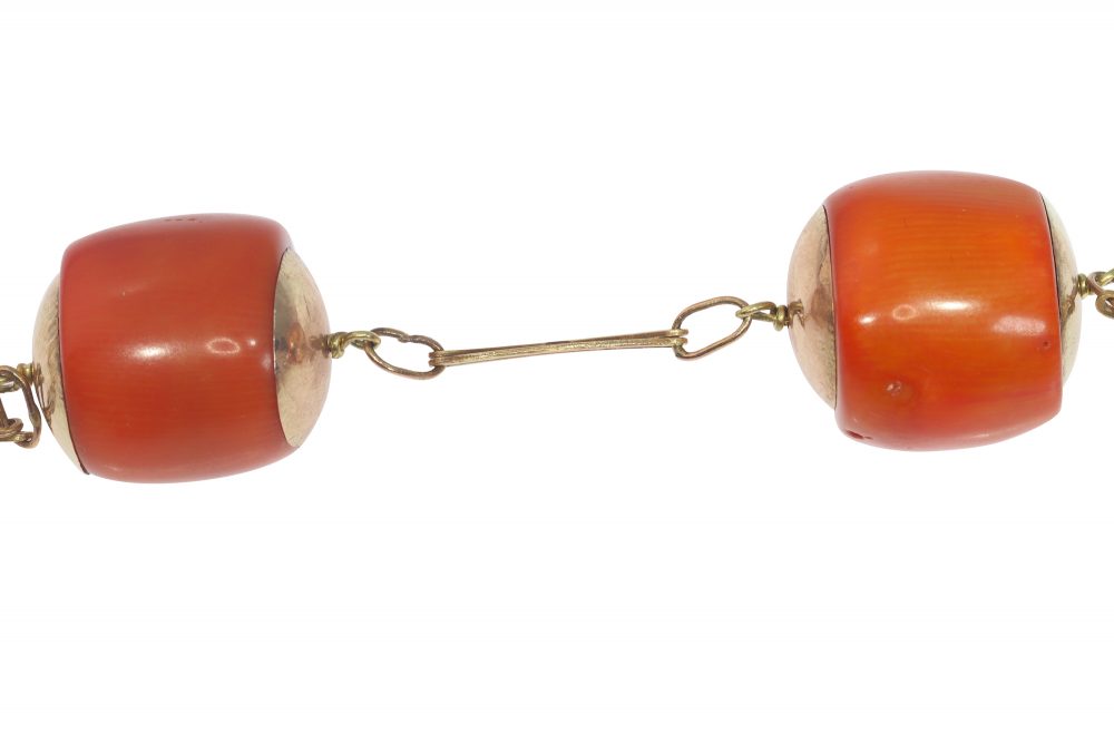 Antique Coral and Gold Double Row Necklace