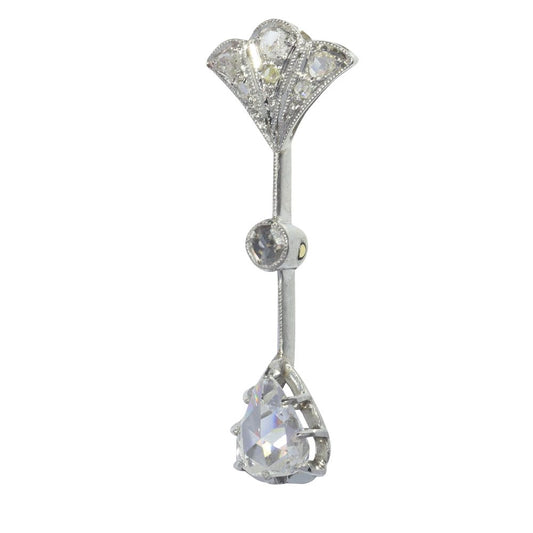 Antique Art Deco Rose Cut Diamond Drop Pendant