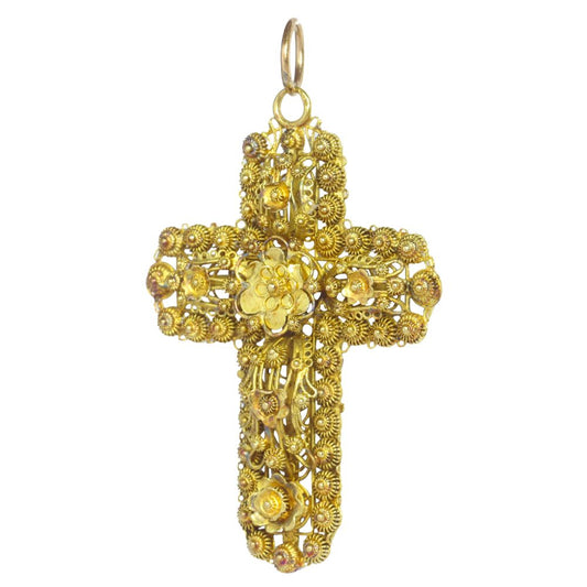 Antique Victorian Gold Filigree Cross Pendant