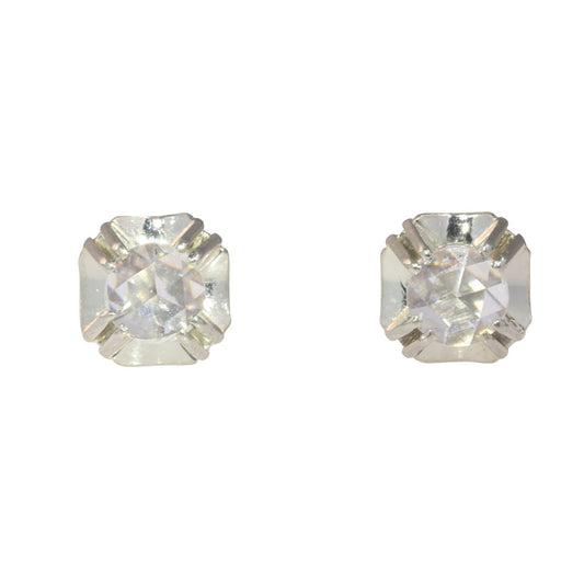 Art Deco Antique Rose Cut Diamond Stud Earrings
