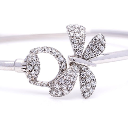 Vintage Gucci Diamond Butterfly Bangle Bracelet in 18ct White Gold