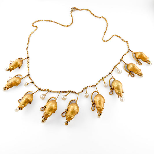 Victorian Nine-Mouse Necklace with Pearls by Thornhill & Co.