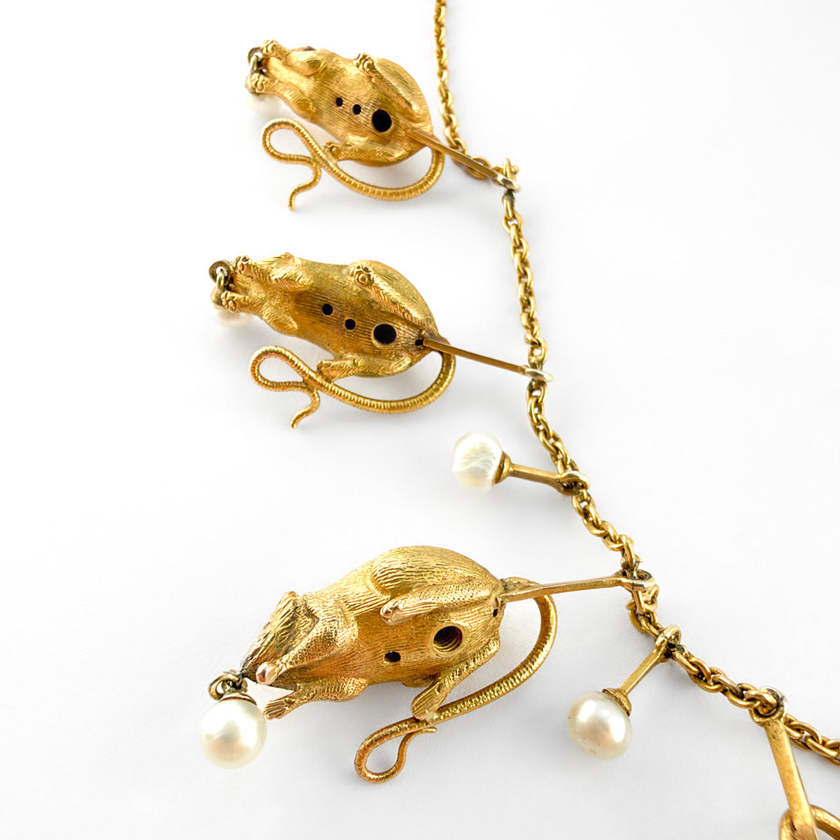 Victorian Nine-Mouse Necklace with Pearls by Thornhill & Co.