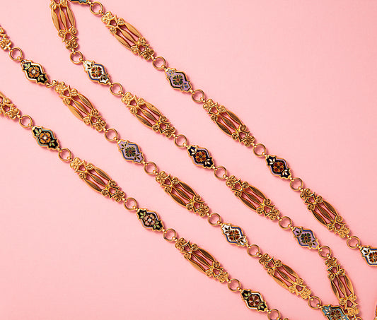 Antique French 18ct Gold & Enamel Necklace