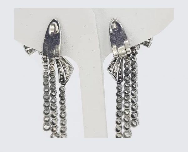 Diamond and Platinum Drop Earrings, 5.00 carat total