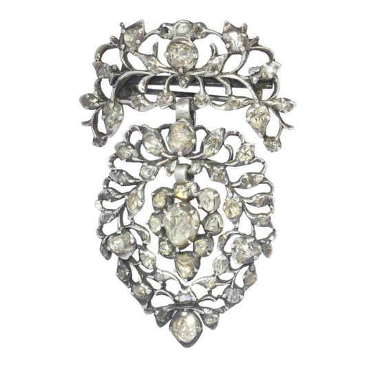 Antique Georgian Diamond Brooch In Silver