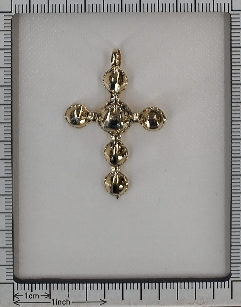 Antique Baroque Rococo Table Cut Diamond set Gold Cross Pendant