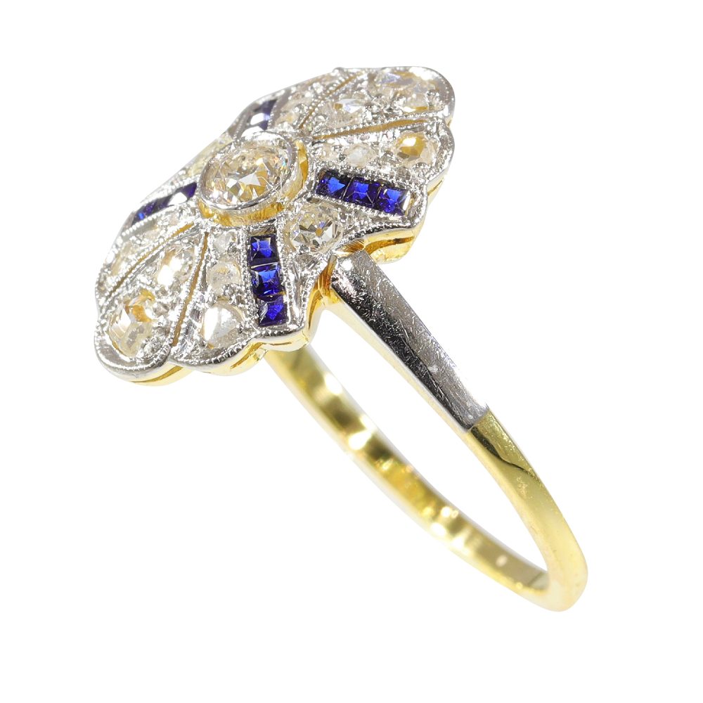 Vintage Diamond and Sapphire Engagement Ring