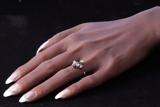 Victorian Antique Yellow and White Diamond Wishbone Engagement Ring