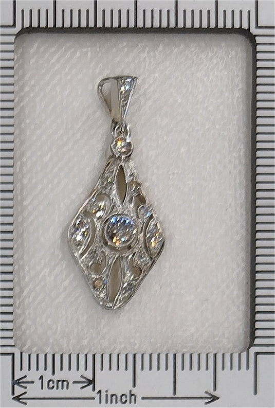 Art Deco Old Cut Diamond Pendant in 18ct White Gold