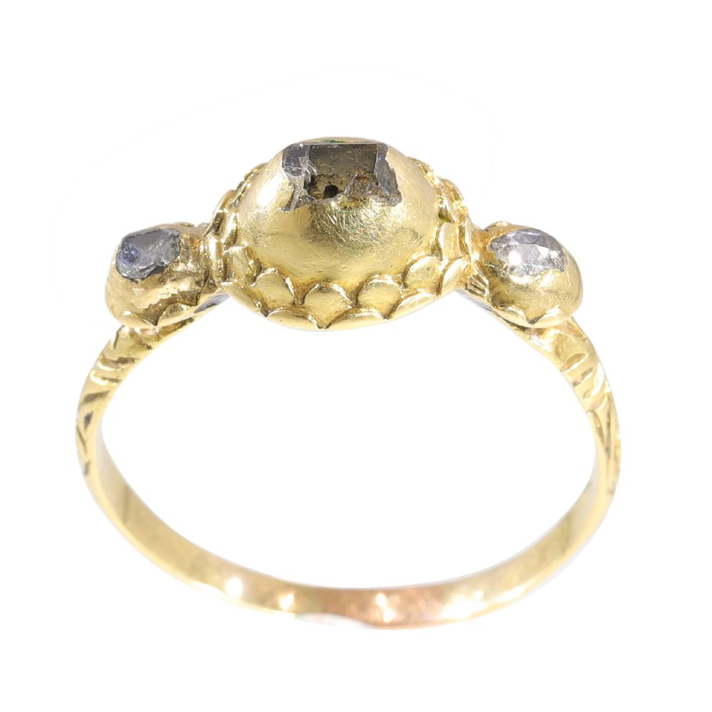 Antique Renaissance Table Cut Diamond Trilogy Ring