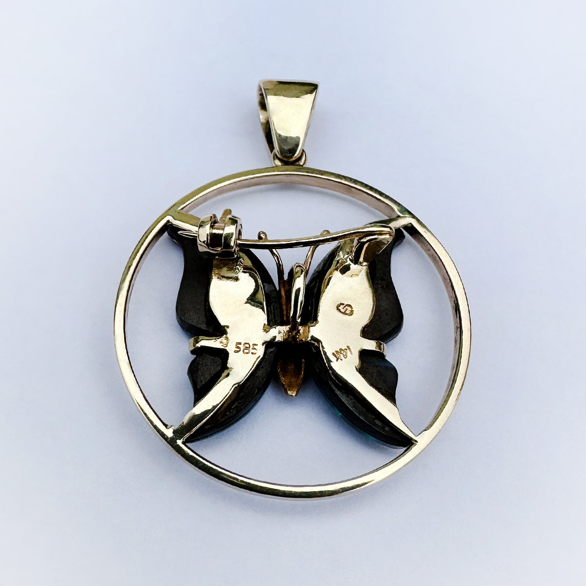 Black Opal Butterfly Pendant and Pin