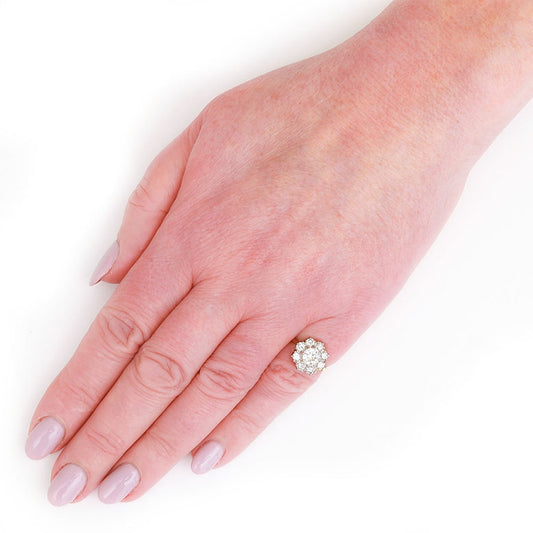 Vintage Diamond Floral Cluster Ring, 1.60 carats