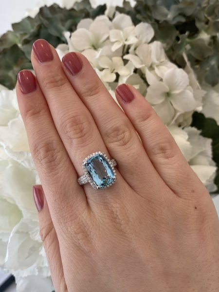 6.21ct Aquamarine and Diamond Dress Ring