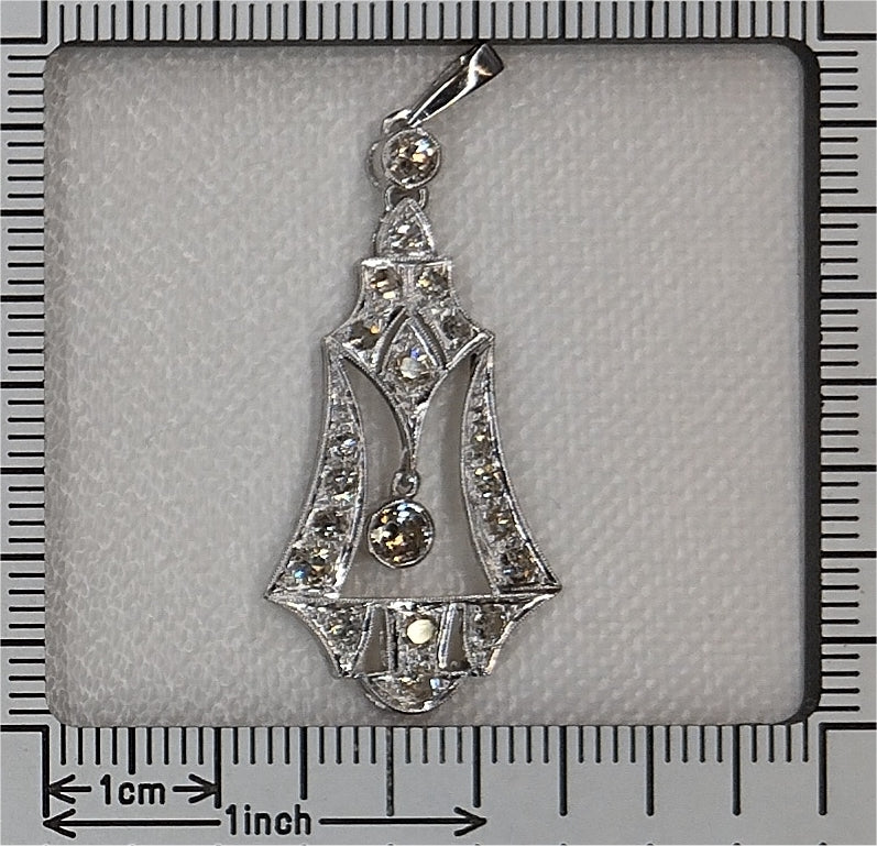 Art Deco Old Cut Diamond Pendant in Platinum