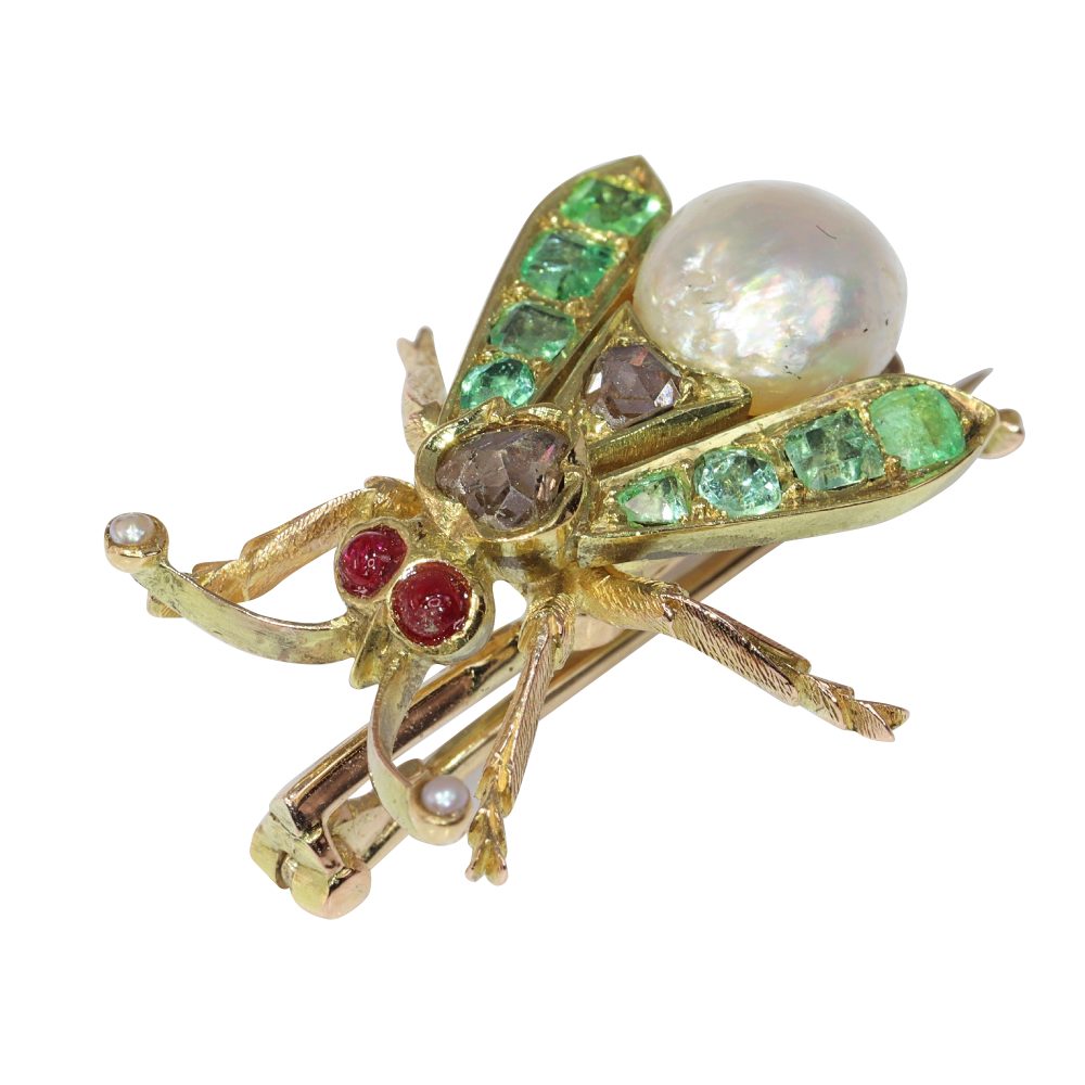 Antique Victorian Fly Brooch in 14ct Yellow Gold