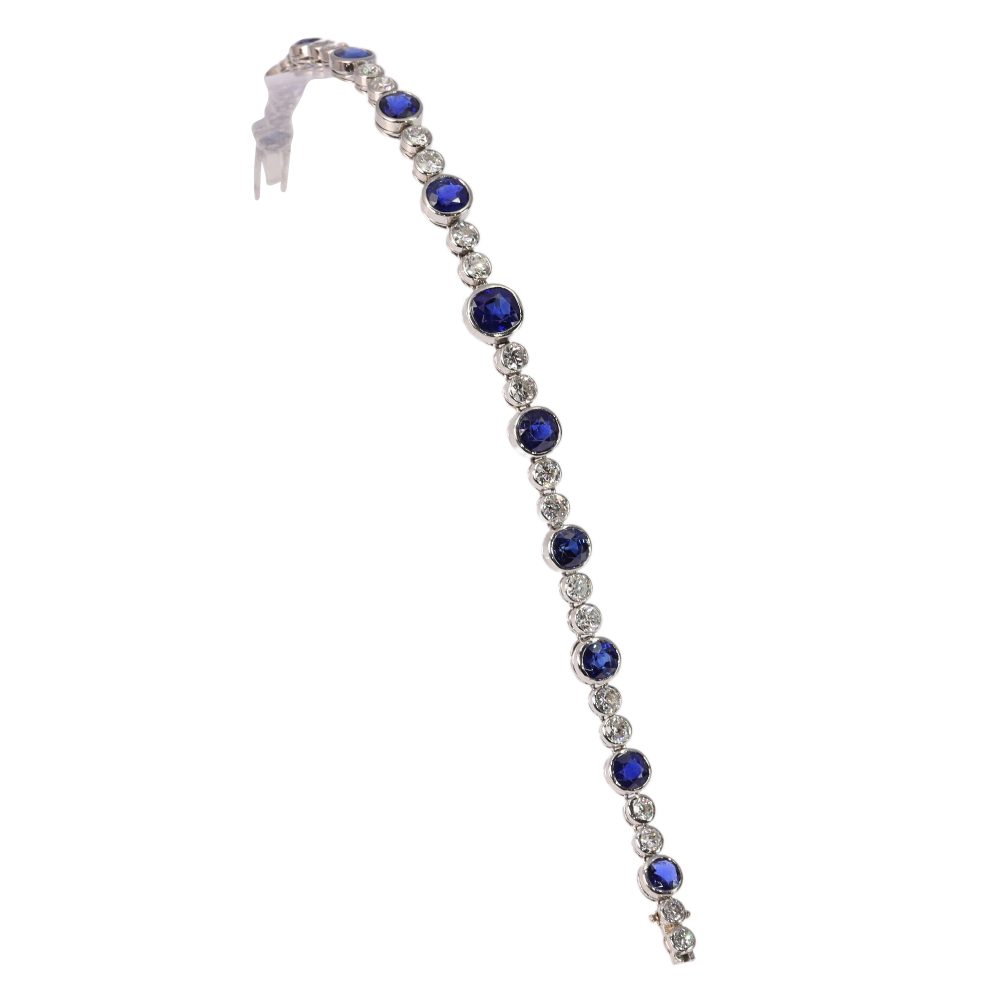 Art Deco Natural No Heat Sapphire and Diamond Bracelet in Platinum