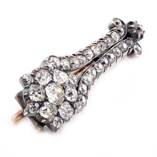 Rare Antique Georgian 1.40ct Old Cut Diamond Cluster Comet Brooch