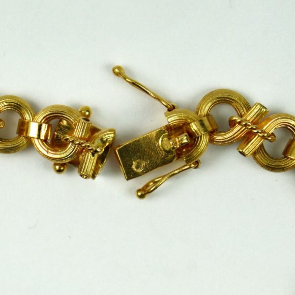 French 14ct Yellow Gold Open Loop Rope Twist Link Bracelet