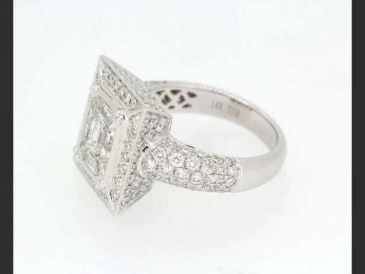 Art Deco Style Diamond Cluster Ring, totaling 3.14 carats