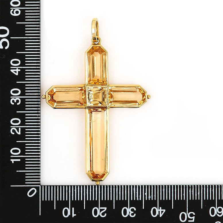 Georgian Style Yellow Topaz Cross Pendant